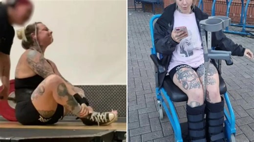 Horrifying moment ‘over-cocky’ mum, 34, snaps BOTH ankles squatting 120kg at gym
