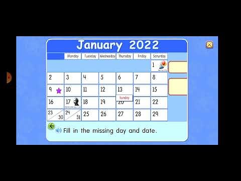 Starfall calendar for January 9th 2022 for the 2nd time