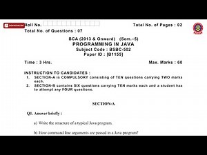 BCA 5TH SEM PROGRAMMING IN JAVA B DEC 2018 | PTU