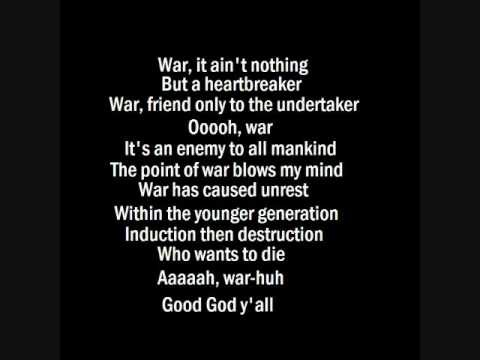 War - Edwin Starr with lyrics What is it good for ? Absolutely nothing! what is it good for nuthing!