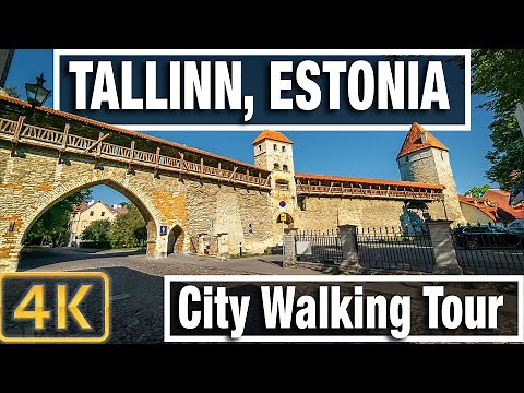 4K City Walks: Tallinn Estonia's Medieval Old Town - Virtual Walk Walking Treadmill Video
