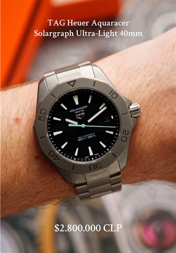 TAG Heuer Aquaracer Solargraph Ultra-Light 🙌🏻👀titanio arenado, look futurista y peso casi cero⌚️Dial negro con textura, lumen verde-menta y un diseño técnico hecho para uso real #tagheuer #relojesdelujo #relojes #fyp #relojeria