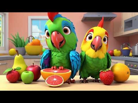 Parrot Arranging Colorful Fruits 🍎🦜 | Funny and Fun Kids Nursery Rhyme Animation