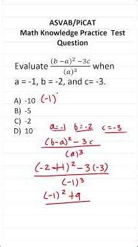 Evaluating Expressions: ASVAB/PiCAT Math Knowledge Practice Test Q #acetheasvab w/ #grammarhero