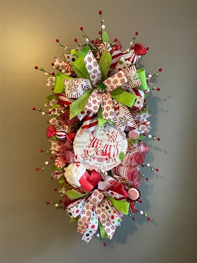 Peppermint Candy Cane Christmas Swag - Etsy