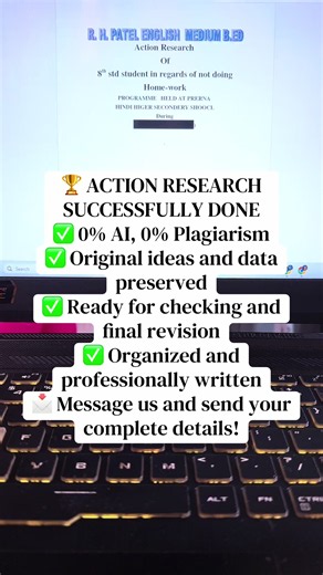 💡 PROFESSIONAL CLASSROOM ACTION RESEARCH ✅ 0% AI, 0% Plagiarism ✅ Clear research problem and intervention plan ✅ Practical conclusions and recommendations ✅ Complete data analysis and interpretation 📩 Send your proposed topic and requirements! #actionresearch #commissionsopen #research #fyp #academiccommissionsph