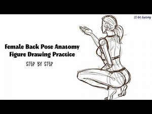 Female Back Pose Anatomy, Figure Drawing practice