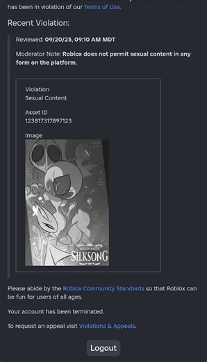 Roblox accounts getting falsely terminated for the default starter place