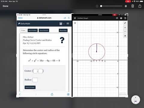 Delta Math: Find the center and radius using Desmos
