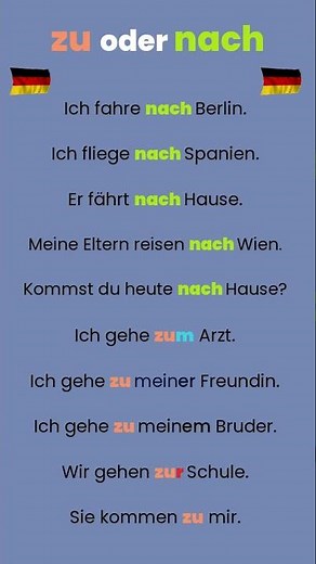 zu oder nach? | German Grammar explained