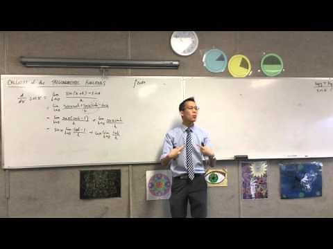Calculus of Trigonometric Functions (1 of 2: Using First Principles to find d/dx of sinx)