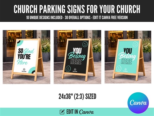 30 Church Parking and Visitor Welcome Sign Bundle | Canva Editable (digital Download) - Etsy