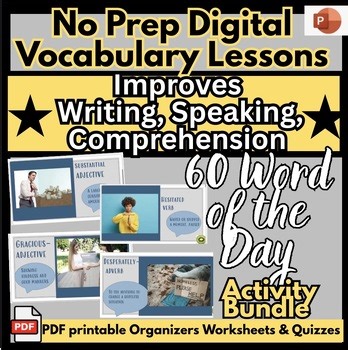 Vocabulary Bell Ringer Bundle | Daily Activities Grades 3-8 NO PREP PowerPoint