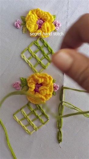 basic embroidery elegant border with cable chain stitch || stitch work #shortsvideo #sewing #art
