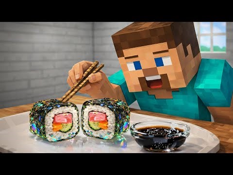 Minecraft Physics Showcase - Making Glass Spicy Tuna Sushi Roll | ZenBlock Craft