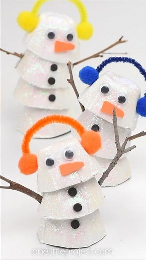 Egg Carton Snowman Craft ⛄️ ❄️