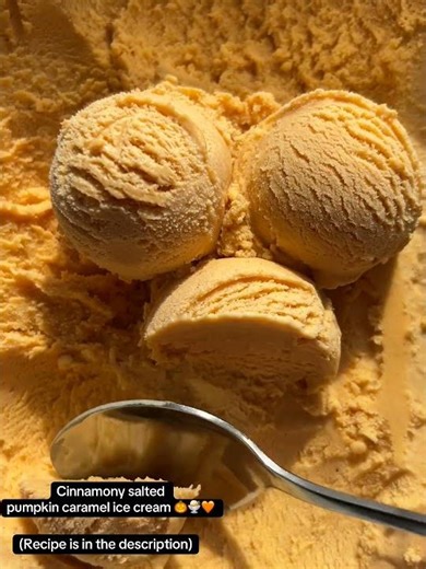 Cinnamony salted pumpkin caramel ice cream 🎃🍨🧡 #pumpkin #fallseason #fallrecipes