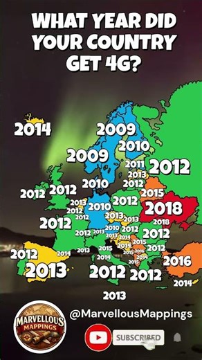 What Year Did Your Country Get 4G Network? #trending #mapping #map #geography #europe
