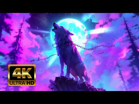 Neon Wolf🐺 Howling at the Moon Live Wallpaper 4K For PC #wolf #moon #4kwallpaper