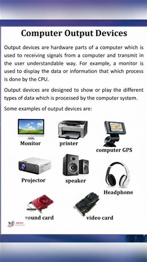 Computer output devices #ComputerBasics#ComputerSkills#TechTutorial#LearnComputer#DigitalSkills