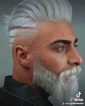 Full beard and hair bleach with silver toner