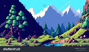 Landscape 8-bit Pixel Art Summer Natural Stock Illustration 2365850227 | Shutterstock