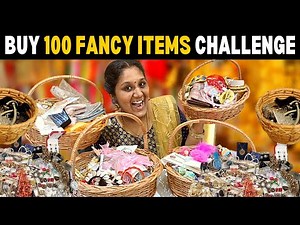 Buy 100 Fancy Items CHALLENGE😱 Earings, Clips, Bags, Bracelet | CRAZIEST Shopping EVER 👜💄👑