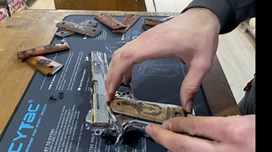 1911 Premium Wood Grips, Gold - Black Metal Logo, 1911 Accessories, 1911 Ambi Safety Cut Grips, Widely Fits All 1911 Models (Logo *1911*, Turkish Baklava Pattern, Golden Color Metal Logo)