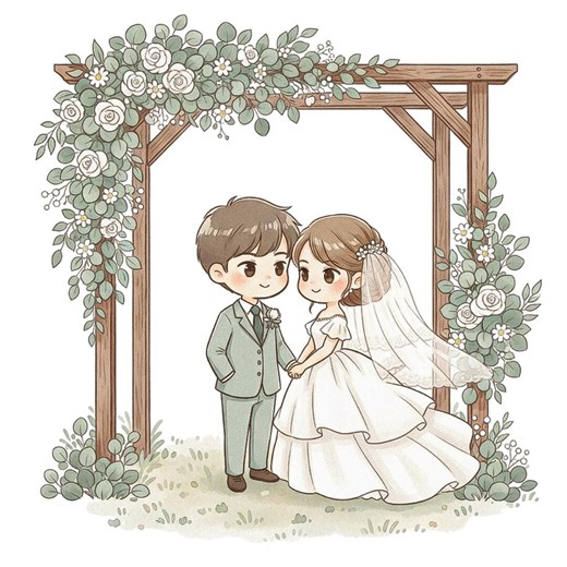 17 Just Married Wedding Clipart PNG Bundle, Whimsical Cute Bride and Groom Kawaii Illustration, Wedding Invitation, Scrap Book, Sublimation - Etsy