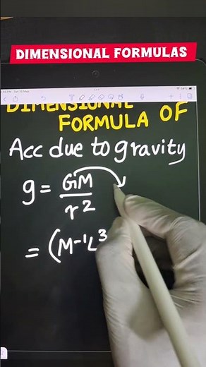 Acceleration Due to Gravity dimensional formula #physicsformulas #dimensions 🥳🇮🇳❤️😄