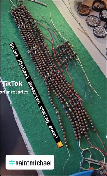 We have made our first round of inventory of Saint Michael rosaries and chaplets! Will be on the website soon! Keep an eye out for the offical launch. #saintmichael #catholictiktok #rosary #chaplet #kevlar