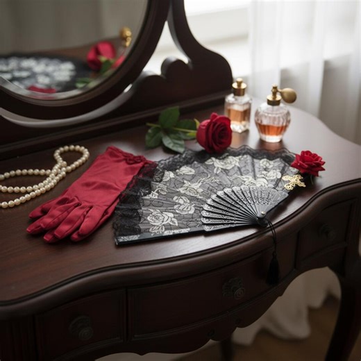 Red Opera Gloves, Lace Fan, Pearl Necklace | Vintage Gatsby Costume Accessories - Etsy