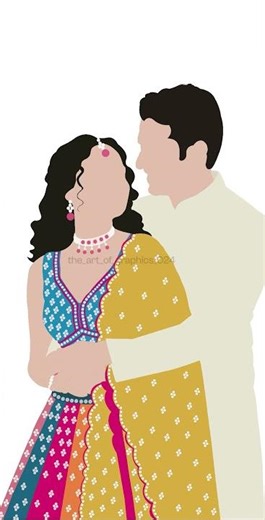 Indian Wedding Couple Vector Illustration