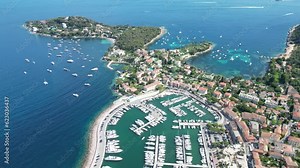 Marina and town Beaulieu sur mer France reveal drone,aerial