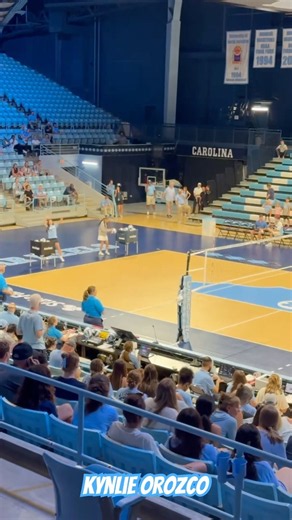 Kynlie serving to her Mom at the UNC volleyball halftime show. TarHeel 🐏 🩵 #kynlieorozco