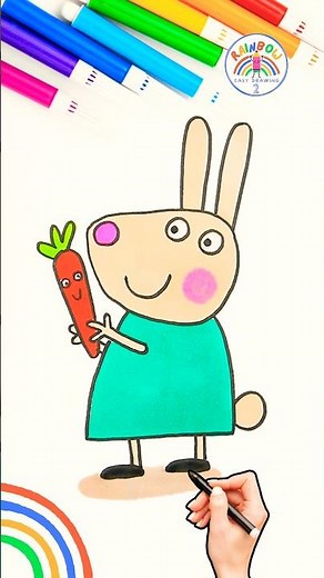 Peppa Rebecca Rabbit Drawing | Draw Rebecca Rabbit with Carrot 🌈🐽 #peppapig #shorts #forkids