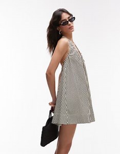 Topshop halter mini trapeze dress in mono stripe | ASOS