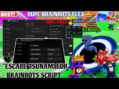 Escape Tsunami For Brainrots Scripts🤩 OP Dupe Flex OP Brainrots😎,Insta Interact,Tp Get Brainrots✨