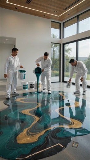 Is this $24,000 epoxy floor worth the hype? 🤯 #luxuryhomes #epoxyresin