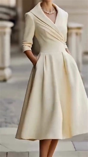 Feel beautifully confident in a dress that celebrates your shape and your day. Vintage-inspired elegance made effortless. 💃 Flattering Silhouette — Fitted waist with a flowing, flared skirt. ✨ Timeless Elegance — Crossover collar and refined vintage detailing. 👜 Practical Freedom — Invisible pockets keep essentials close without bulk. | Nina New York