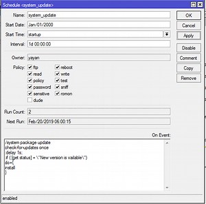 Mikrotik OS Update Otomatis dengan Script dan Schedule