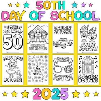 50th Day of School Coloring Pages | Coloring Activities for Kindergarten