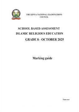 Grade 8 KNEC IRE — SBA 2025: Questions & Marking scheme pdf download