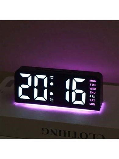 1pc LED Mirror Desk Clock, Digital Alarm Clock Displaying Time & Temperature, Desk Electronic Clock, Colorful Light (White) Time Display, Night Light, Desk USB Clock, Home Decor Smart Clock, Bedroom Furniture Office Desk Clock, Household Essential | SHEIN
