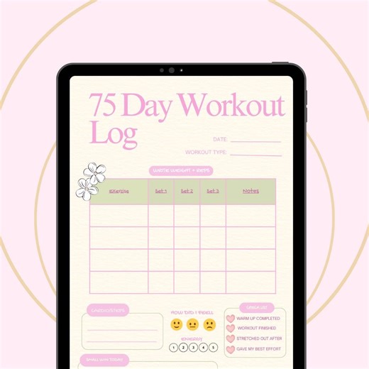 75 Day Workout Log Printable | Beginner Gym Tracker | Fitness Journal PDF | Daily Workout Sheet - Etsy