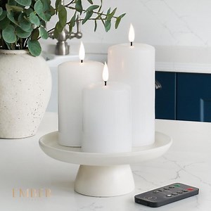 EMBER™ LED Candle Light Flameless Flickering Wax Signature White Battery Powered  | eBay UK