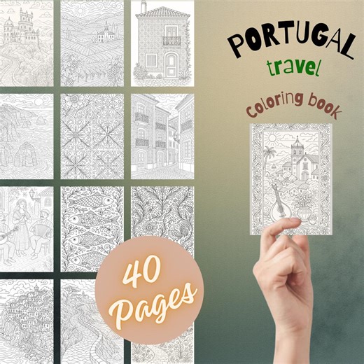 Portugal Coloring Pages PDF | 40 Whimsical Travel Coloring Sheets | Lisbon Algarve Azulejos | Printable Adult & Kids Coloring - Etsy