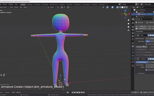 【Blender教程】Fast Character Modeling with the Skin Modifier || Blender 2.93