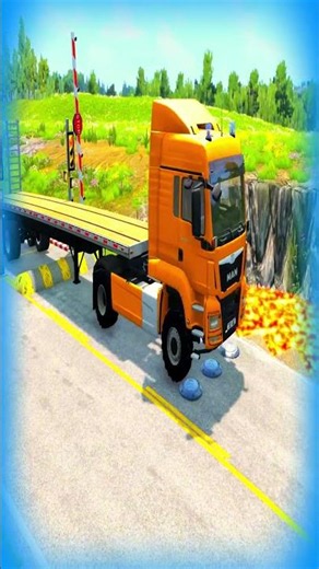 Flatbed Truck Mcqueen | Transportation with Truck - Pothole vs Car #022 #005 BeamNG.Drive #shorts