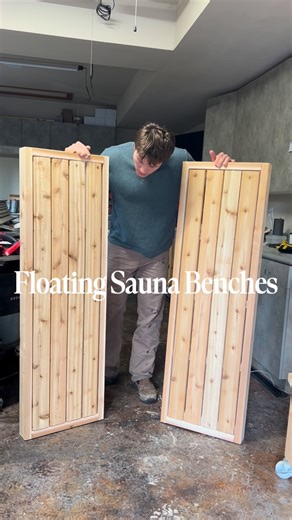 Kolby Kero on Instagram: "Making my floating sauna benches! Really simple design and really strong. I may have forgot to press record on the step where I added the 2x2 joists but you get the gist.. I’m learning a lot!"